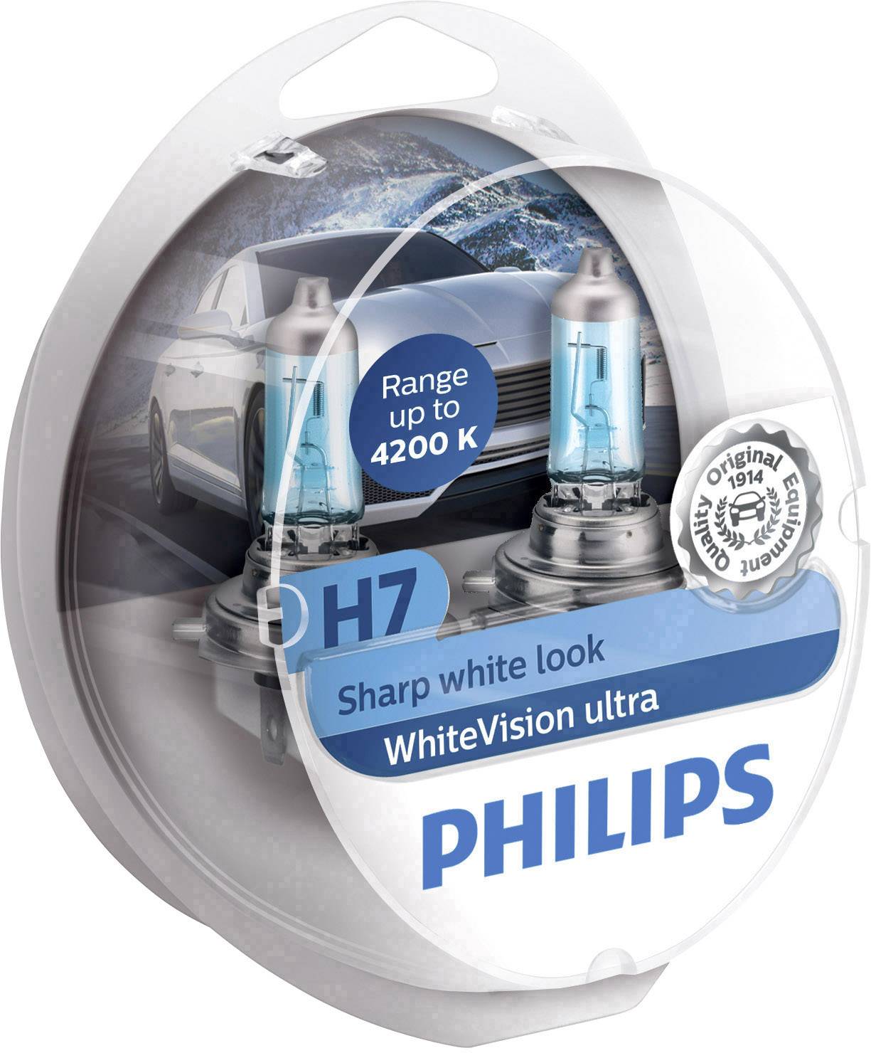 Ampoule halogène H7 Philips H7 WhiteVision ultra 12972WVUSM WhiteVision, WhiteVision effet xénon