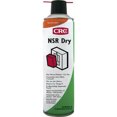 Bombe aérosol 'CRC NSR Dry' avec agent antiadhérent. Inscription : 'Non Silicone Release - Dry Film'. Pour caoutchouc et thermoplastiques.