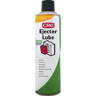 'CRC Ejector Lube', un aérosol vert portant la mention 'Alimentaire', présente un graphique d'un éjecteur. Lubrifiant synthétique.
