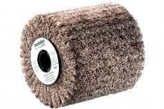 Rouleau abrasif Metabo pour le traitement de surface, forme cylindrique, revêtement abrasif brun.