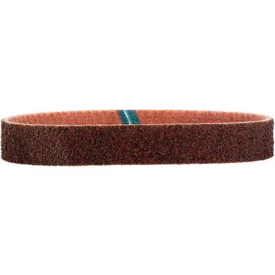 Une bande de ponçage brun-rouge avec une couture turquoise.