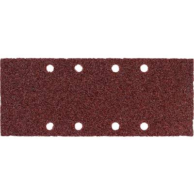 Panneau rectangulaire texturé rouge avec huit trous circulaires blancs régulièrement espacés, quatre le long du bord supérieur et quatre le long du bord inférieur.