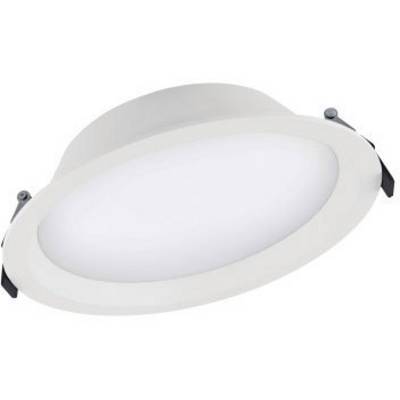 Plafonnier LED rond blanc, au cadre mat et avec support intégré, conçu pour un éclairage intérieur élégant.
