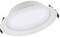 Plafonnier LED rond blanc, au cadre mat et avec support intégré, conçu pour un éclairage intérieur élégant.