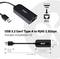 'Adaptateur USB 3.2 Gen1 Type A vers RJ45 2,5 Gbps avec CD d'installation. Dimensions : 24 cm au total, appareil : 7,5 cm x 2,9 cm x 3,4 cm.'