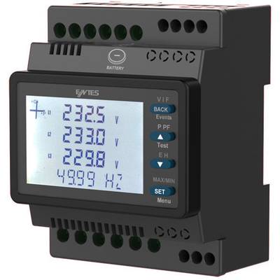 Un appareil de mesure numérique affiche des valeurs de tension de 232,5 V, 233,0 V et 229,8 V, ainsi qu'une fréquence de 49,99 Hz sur un écran.