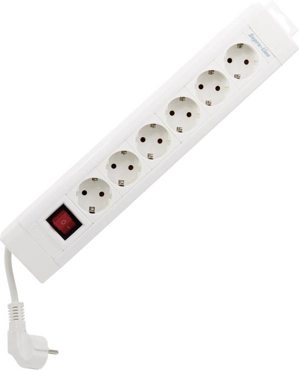 Bloc multiprise avec interrupteur REV 0014612113 x6 blanc contact de protection 1 pc(s)