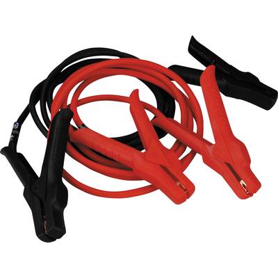 Câbles de démarrage rouge et noir avec pinces pour le démarrage d'un véhicule.