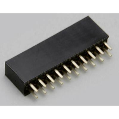 Fiche électronique noire avec plusieurs broches dorées sur un fond gris.