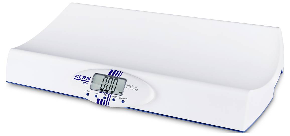 Balance pour bébé avec un affichage numérique indiquant '0000 g'.