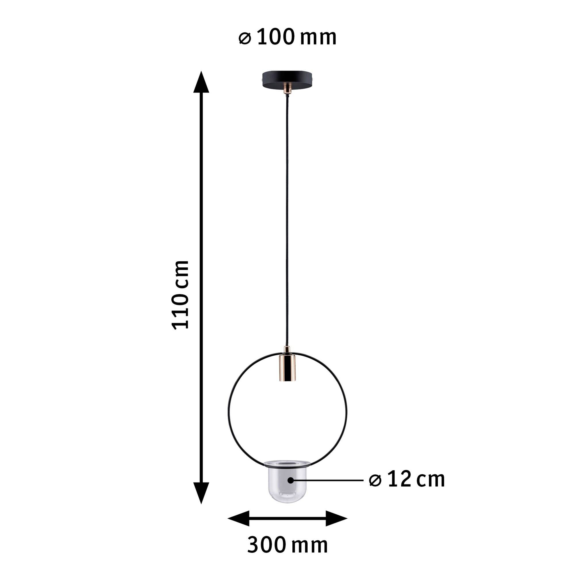 Suspension pendulaire ronde avec un diamètre de 100 mm en haut et 12 cm en bas, longueur totale de 110 cm, longueur de la tige inférieure de 300 mm.