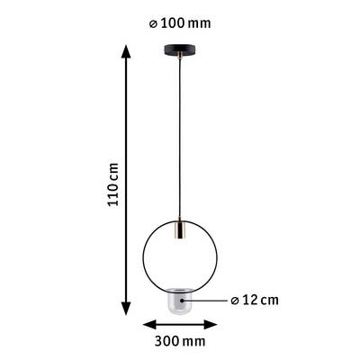 Suspension pendulaire ronde avec un diamètre de 100 mm en haut et 12 cm en bas, longueur totale de 110 cm, longueur de la tige inférieure de 300 mm.
