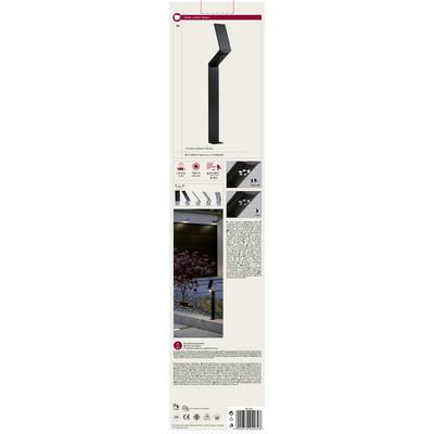 Lampadaire de design moderne avec un corps anguleux, boîtier brun-roux, idéal pour un espace extérieur minimaliste.