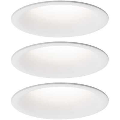 Trois luminaires LED ronds plafonniers à lumière blanche, disposés les uns au-dessus des autres. Idéal pour un éclairage uniforme de la pièce.