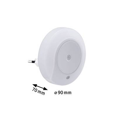 Un veilleuse ronde pour prise électrique avec un diamètre de 90 mm et une profondeur de 70 mm.