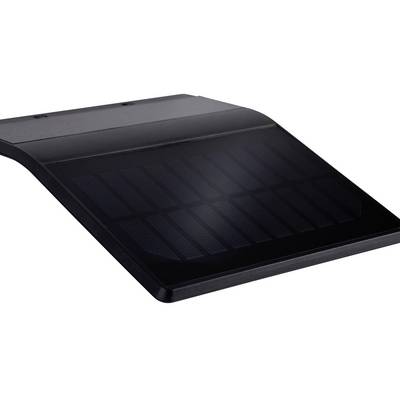 Panneau solaire noir de forme rectangulaire avec une surface légèrement bombée, adapté à la production d'énergie lors d'une exposition directe au soleil.