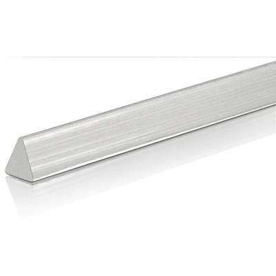 Une barre métallique argentée, triangulaire, reposant à plat sur une surface réfléchissante.