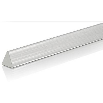Un profilé triangulaire en aluminium qui s'étend de gauche à droite. Il présente la texture métallique et la surface lisse du matériau.