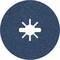 Un symbole bleu, rond, avec un cercle blanc au centre et six points rayonnants autour.
