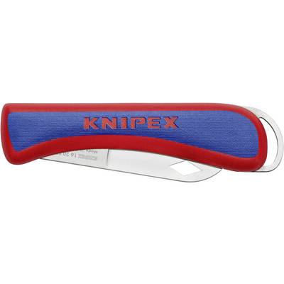 Couteau pliant rouge et bleu avec l'inscription 'KNIPEX' sur le manche.