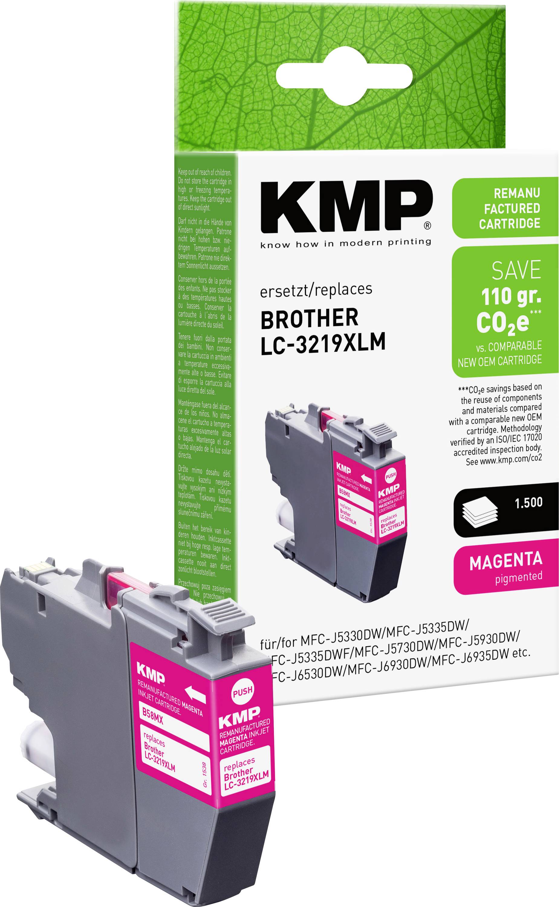 KMP Encre remplace Brother LC-3219XLM compatible magenta B58MX 1538,4006