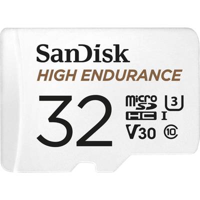 Carte microSDHC SanDisk High Endurance Monitoring 32 GB Class 10, UHS-I,  UHS-Class 3, v30 Video Speed Class avec adaptat - Conrad Electronic France