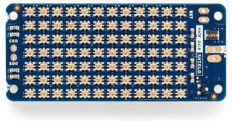 Platine de matrice LED RVB avec 64 LED disposées en grille rectangulaire. Marquée avec CKO, SDO, RST et autres repères techniques.