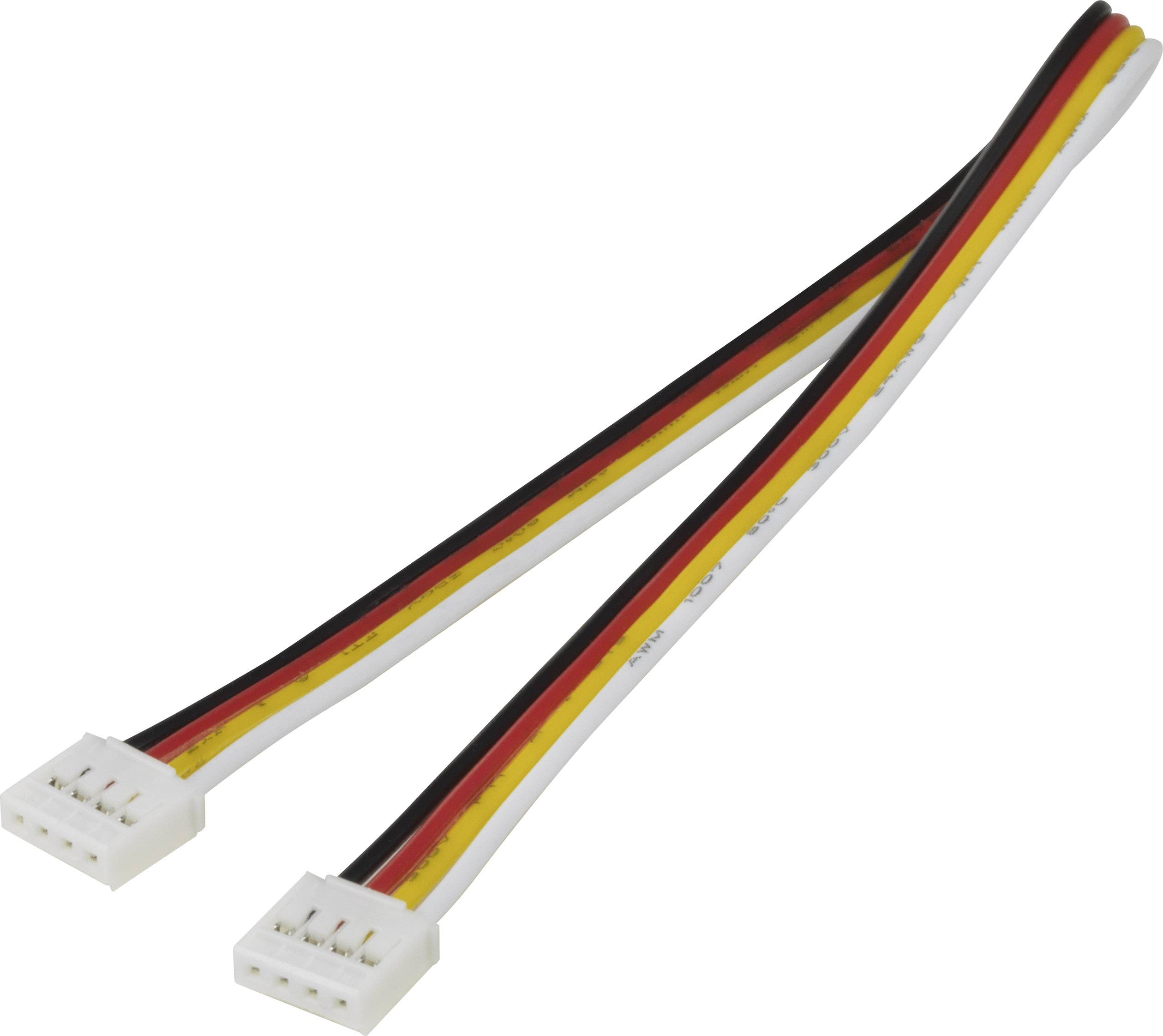 Deux connecteurs blancs avec des câbles multicolores en rouge, noir et jaune, utilisés pour des connexions électriques.