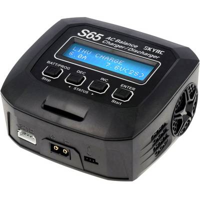 Un chargeur noir avec un affichage numérique indique 'LIHV CHARGE 6.0A 7.6V(2S)'. Il possède plusieurs boutons et ports de connexion.