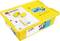 Boîte jaune LEGO Éducation avec des images de pièces et des instructions. La boîte présente des illustrations étape par étape.