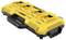 Chargeur jaune multiple pour batteries avec quatre emplacements et poignée noire, compatible avec les outils de la marque DEWALT.