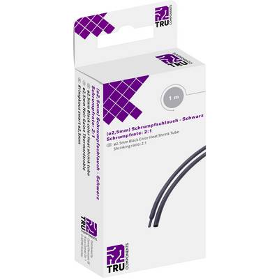 Emballage d'une gaine thermorétractable (2,5 mm) de TRU Components, noire, ratio de rétrécissement 2:1, longueur : 1 mètre.
