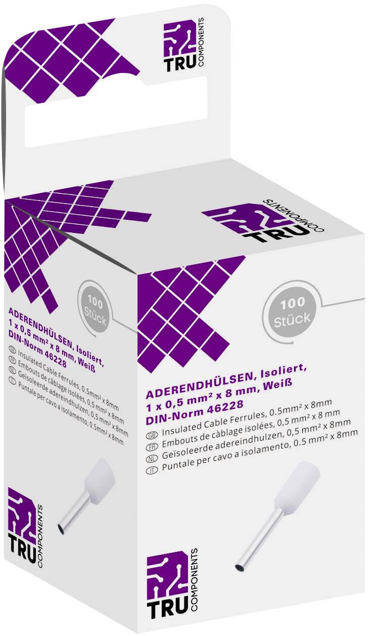 TRU COMPONENTS T1904C124 Embout simple d'extrémité de câble 0.5 mm² partiellement isolé blanc 100 pc(s)