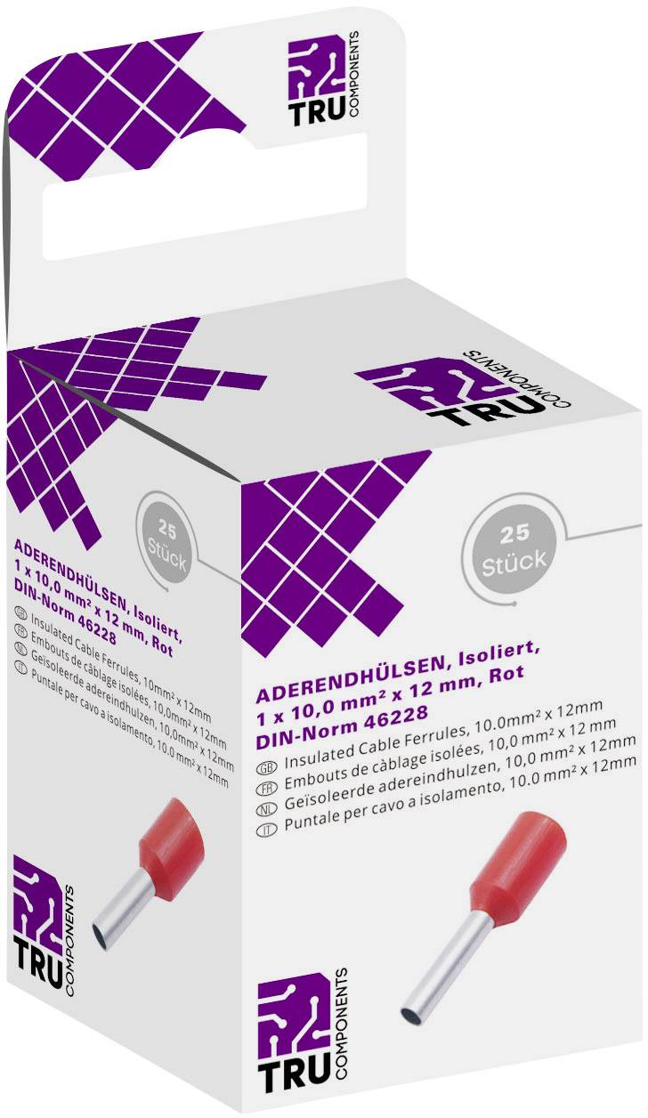 TRU COMPONENTS T1904C058 Embout simple d'extrémité de câble 10 mm² partiellement isolé rouge 25 pc(s)