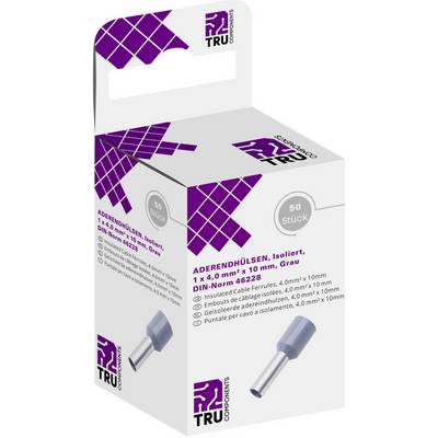 Lot de 50 embouts de câble isolés gris, selon la norme DIN 46228, 4,0 mm² x 10 mm, marque TRU Components.