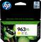 Emballage de cartouche d'encre « HP 963XL Jaune ». Présente un graphique avec un papillon sur un fond vert et le logo HP.