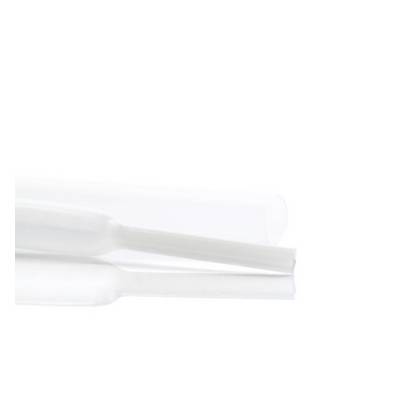 Un morceau de tube en plastique blanc avec une moitié identique, toutes deux alignées parallèlement sur un fond blanc.