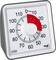 Horloge de cuisine analogique carrée avec grande échelle de 0 à 120 minutes. La zone rouge indique le temps restant. Actuellement réglée sur 10 minutes.