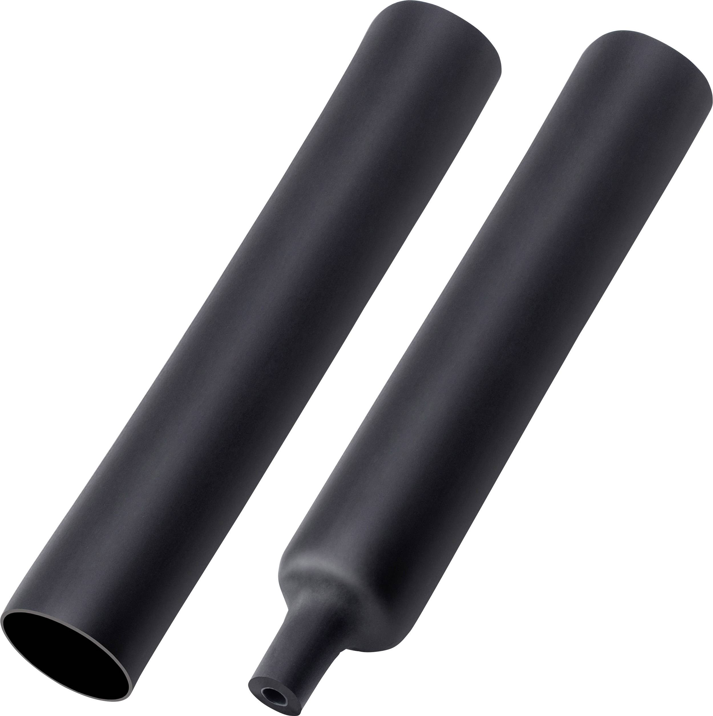 Deux cylindres noirs, l'un avec une extrémité droite, l'autre avec une extrémité effilée. Pièces ou outils possibles.