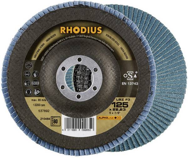 Rhodius 210484 LSZ F3 Disque segmenté Diamètre 125 mm Ø de perçage 22.23 mm Grain 80 acier inoxydable 1 pc(s)