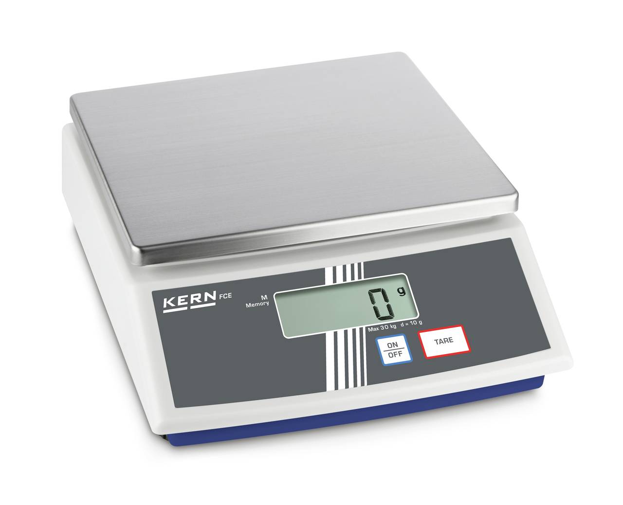 Balance de cuisine numérique avec plateforme en acier inoxydable, affichant '0 g' sur un écran. Touches 'Marche/Arrêt' et 'Tare' situées en bas à droite.