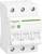 Un disjoncteur tripolaire de marque Schneider Electric, modèle Resi9 MCB. Utilisé pour l'interruption de circuit électrique.