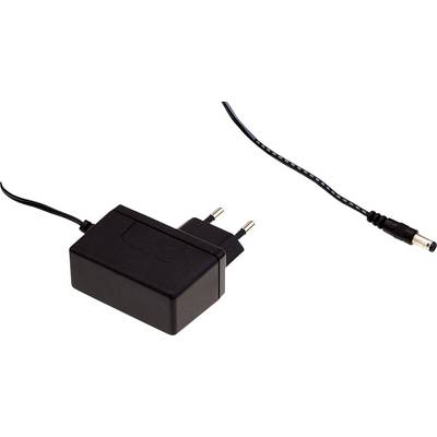 Adaptateur secteur noir avec fiche européenne et rallonge longue, adapté pour charger des appareils électroniques.