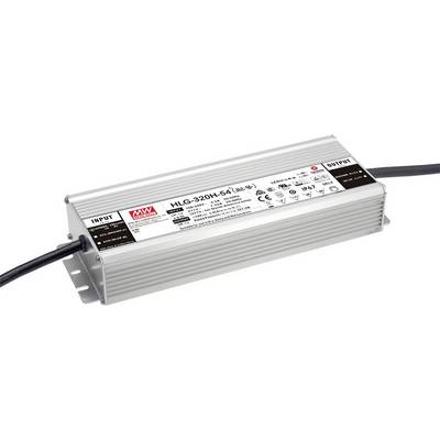 Pilote LED de Mean Well, modèle HLG-320H-54. Boîtier en aluminium avec câbles d'entrée et de sortie. Utilisé pour l'alimentation électrique des LED.