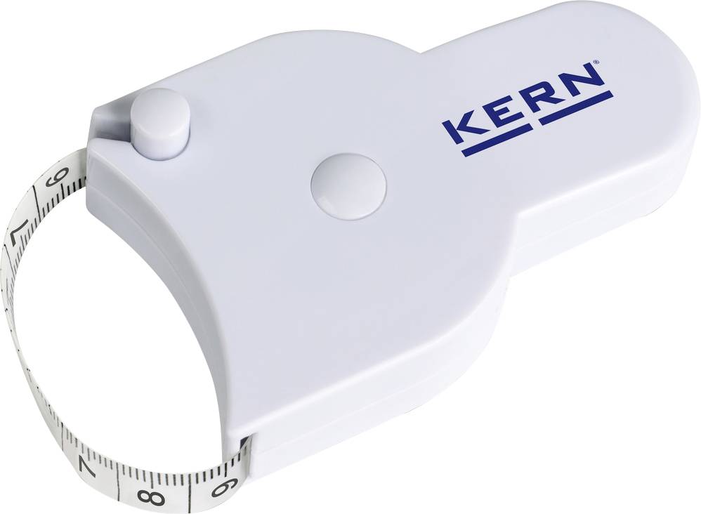 Mètre ruban de la marque KERN, visible et déroulé.