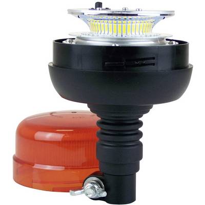 Feu d'avertissement avec boîtier rouge amovible. Le feu présente des bandes de LED jaunes orientées vers le haut.