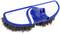 Brosse de piscine avec un cadre en plastique bleu et des poils denses pour le nettoyage.