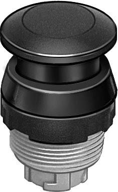 Interrupteur à bouton-poussoir noir avec fixation argentée, adapté pour les dispositifs de commande électriques.