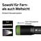 Une lampe de poche avec un anneau vert et une flèche 'Appuyer pour faire la mise au point'. Deux modes d'éclairage sont représentés : Spot et Flood.