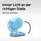 Un dispositif lumineux bleu et réglable, pivotant à 180 degrés. Texte en haut : 'Toujours de la lumière au bon endroit'.